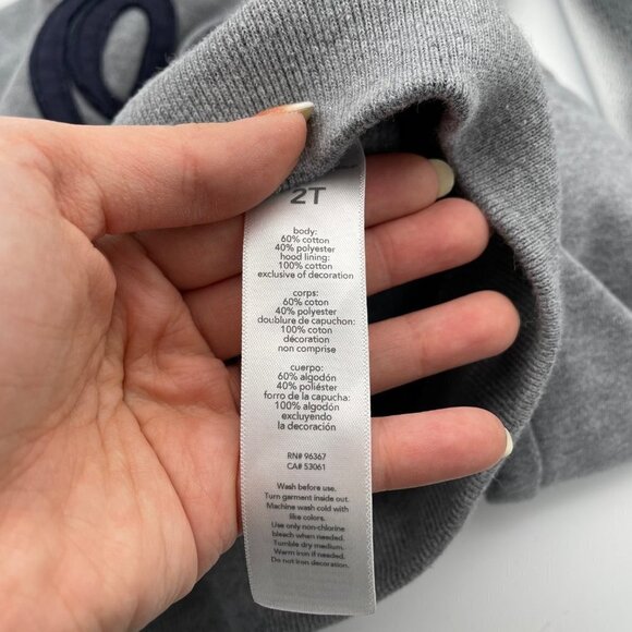 OshKosh B'Gosh Gray Spellout Full Zip Hoodie Sweatshirt Toddler Size 2T Casual - Picture 4 of 4